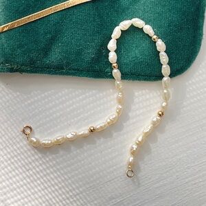 14k Solid Gold Beaded Freshwater Pearl Bracelet